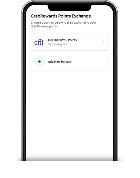 Step 1: Tap on your linked Citi Credit Card to start the Points Transfer.