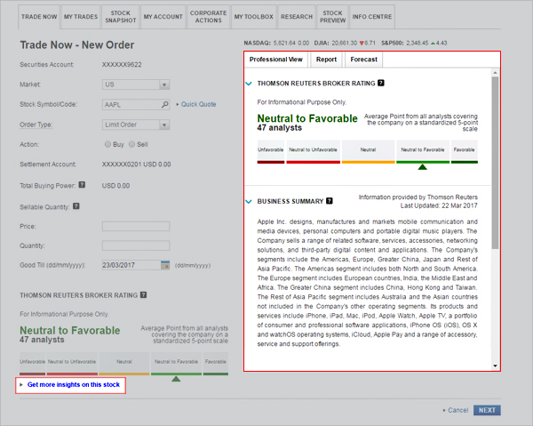 Click on 'Get more insights on this stock' to access the stock target price, report, peer comparison and overall performance