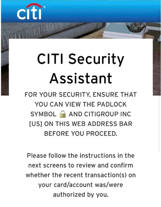 Citi Security Assistant – Push Notification Chatbot Citi Security Assistant – Push Notification Chatbot